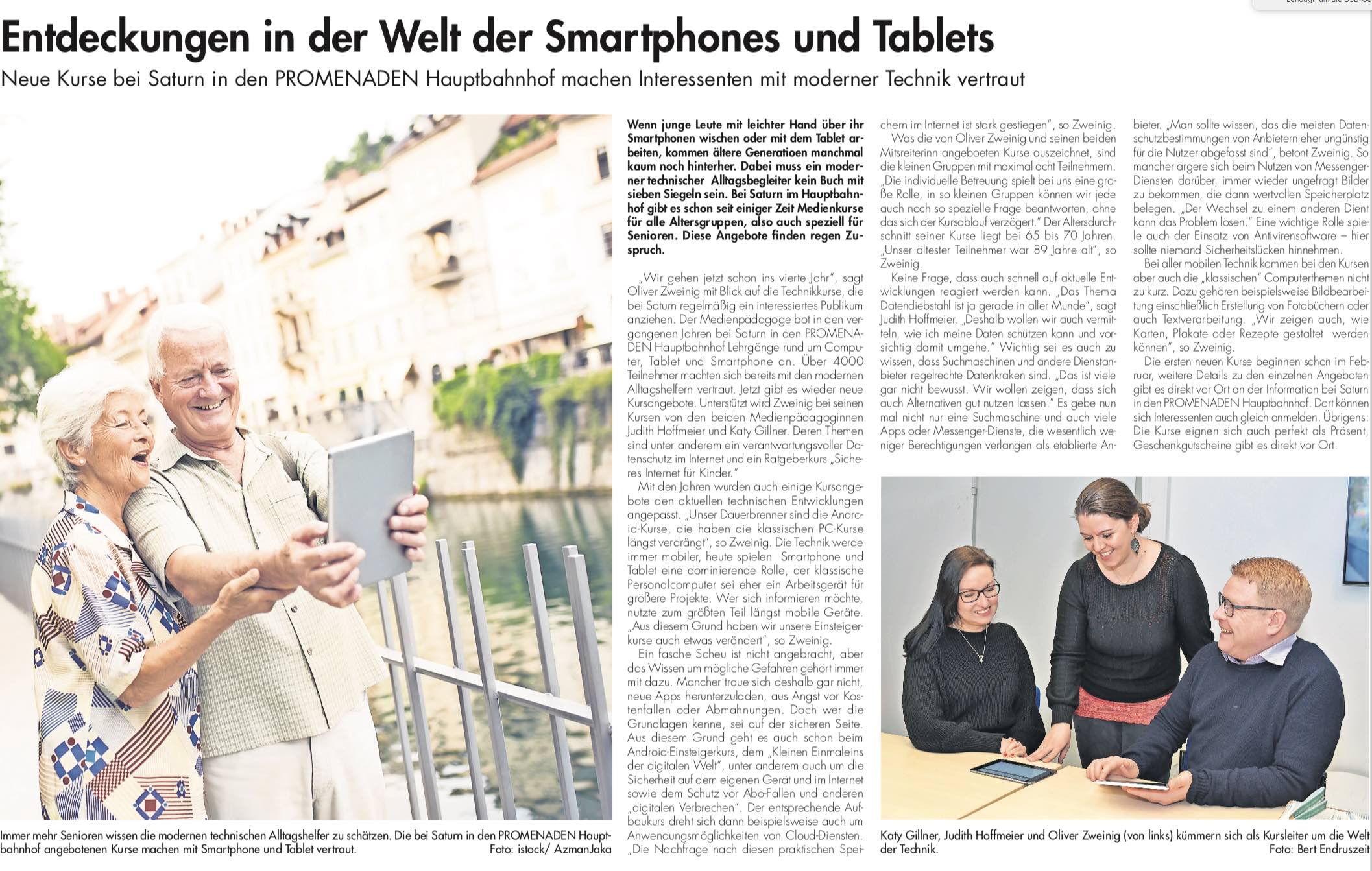 Artikel Promenaden Express Februar 2019 - Entdeckungen in der Welt der Smart-Phones und Tablets